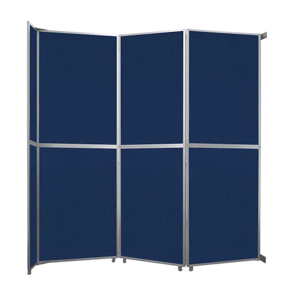 Versare Operable Wall Folding Room Divider 11'9" x 12'3" Navy Blue Fabric 1070303-2 - main
